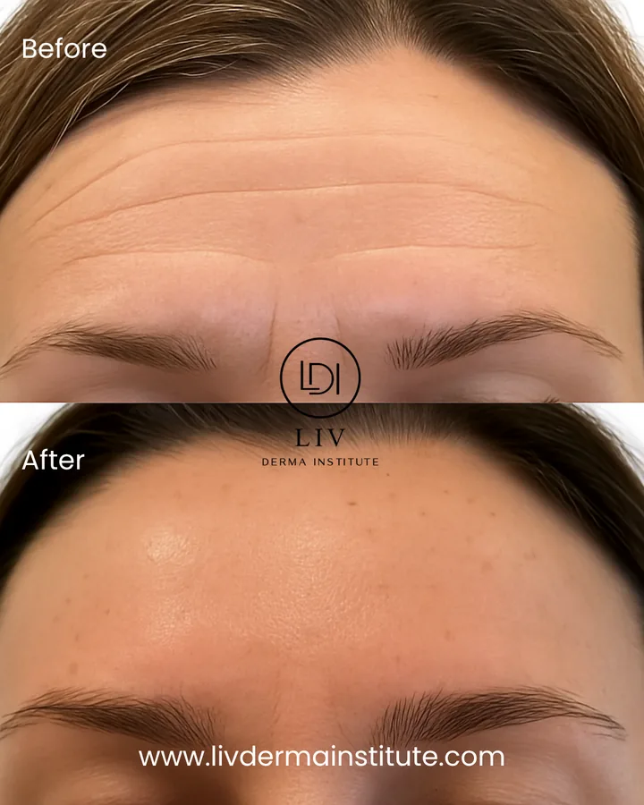 Voor en na: voorhoofdrimpels – spierontspanners bij LIV Derma Institute