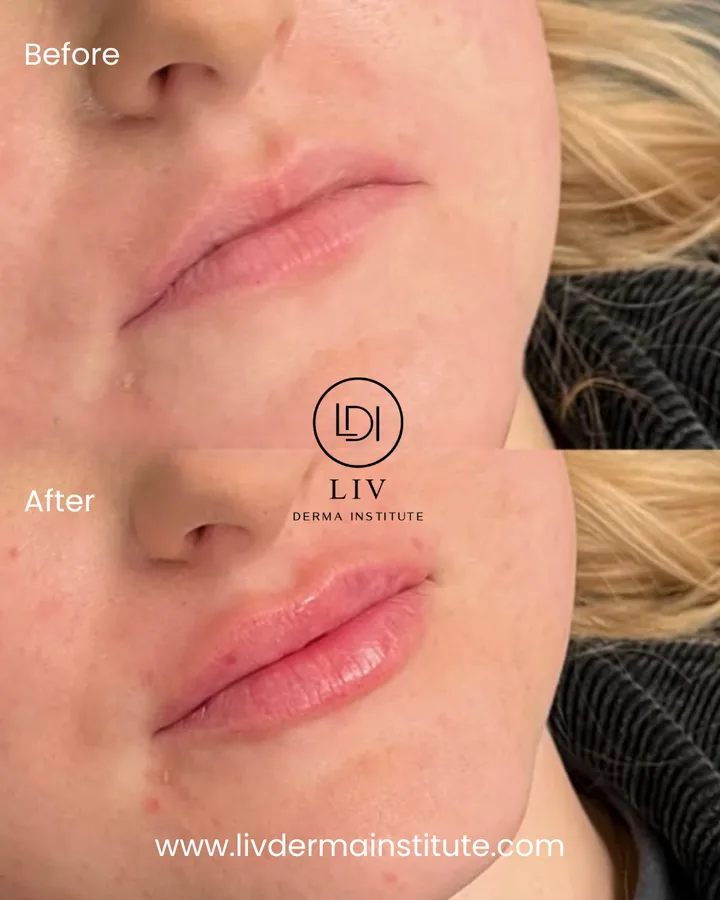 Voor en na: lippen – lipfiller bij LIV Derma Institute