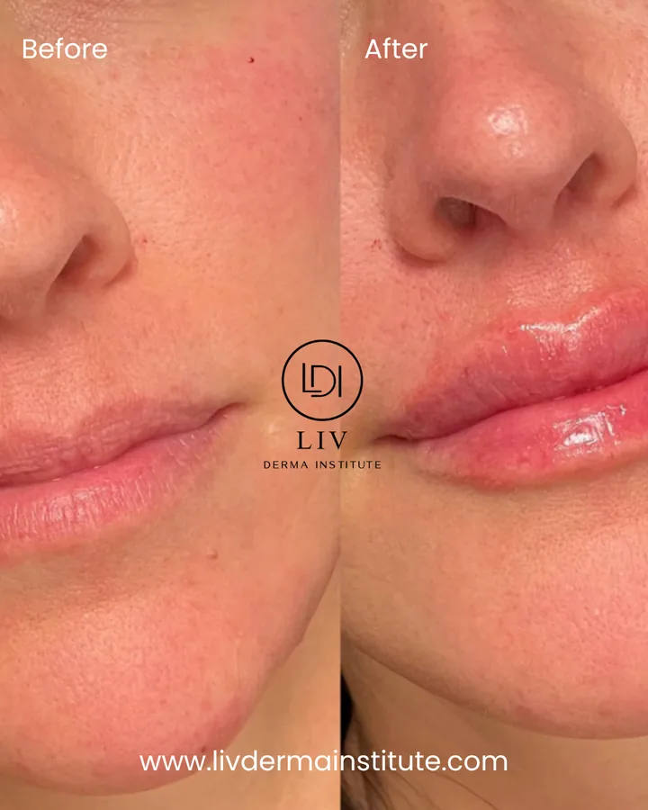 Voor en na: lippen – lipfiller bij LIV Derma Institute