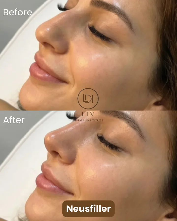 Voor en na: neus – neusfiller bij LIV Derma Institute